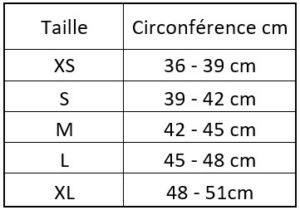 zamst genouillère ligamentaire rk 1 tableau de taille