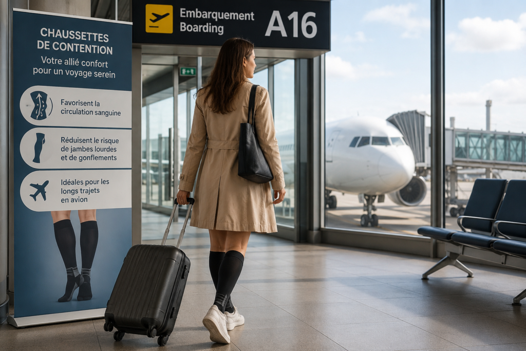 image chaussette contention article voyage