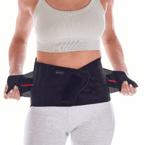 ceinture lombaire porostrap 2.0 donjoy de face mise en place